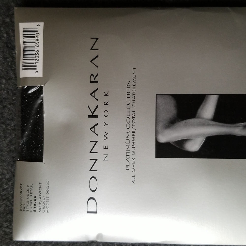 DONNA KARAN Platinum Collection ALL OVER GLIMMER:  Size Tall, Black/Silver